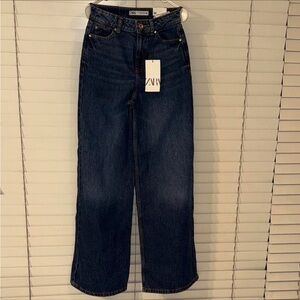 Zara Women's Dark Blue Straight Leg Jeans